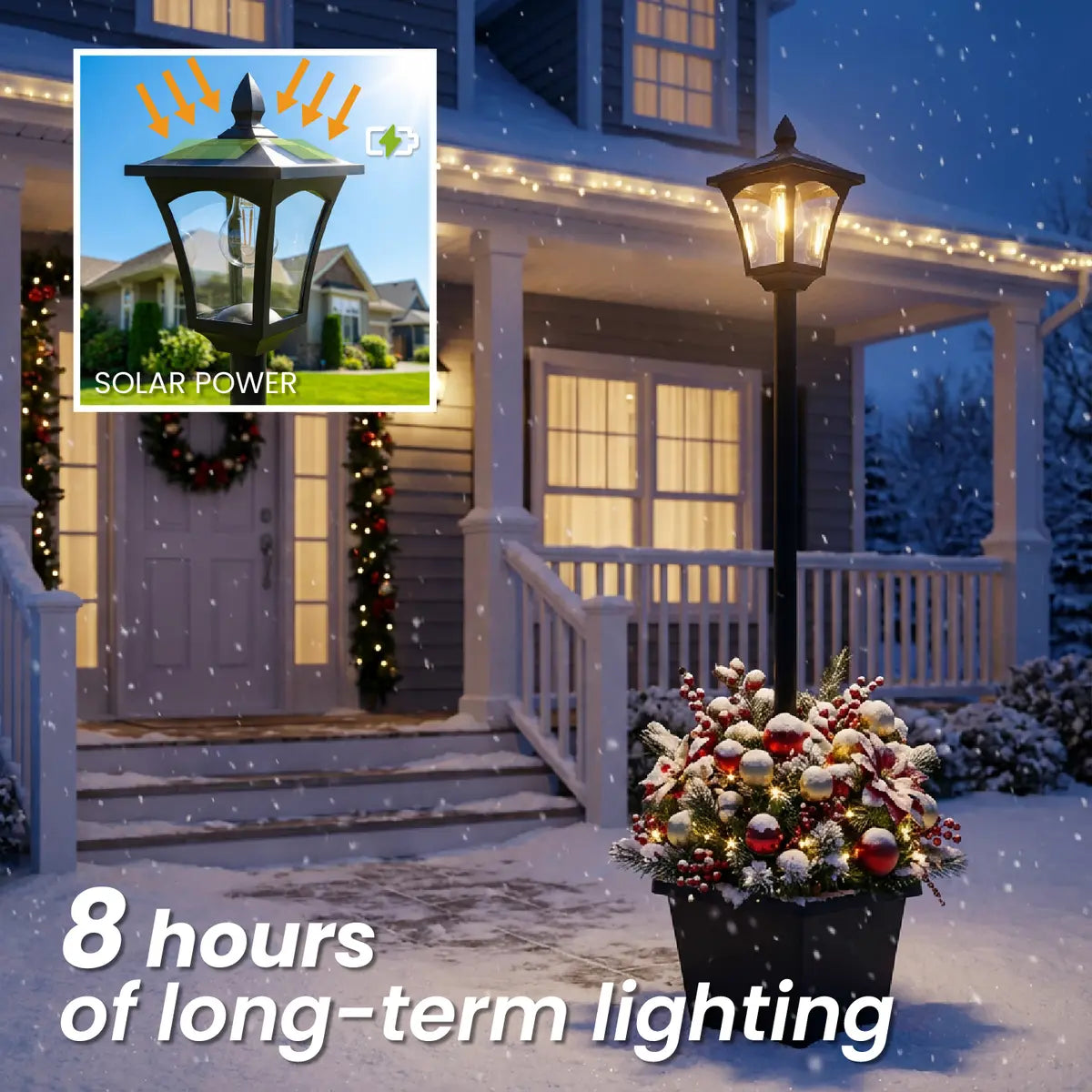 65” Solar Lamp Post Light with Planter – Waterproof Outdoor Garden Light, Warm White Glass Solar Pole for Patio, Yard & Pathway