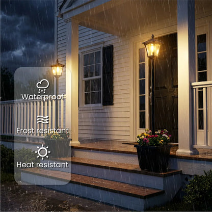 65” Solar Lamp Post Light with Planter – Waterproof Outdoor Garden Light, Warm White Glass Solar Pole for Patio, Yard & Pathway